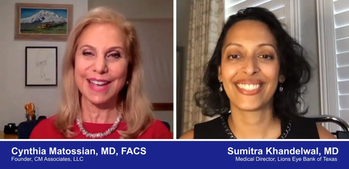A screenshot of a video with Doctors Cynthia Matossian and Sumitra Khandelwal